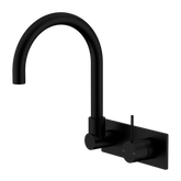 Mecca Wall Basin/Bath Nero Mixer Swivel Spout Handle Up - Matt Black